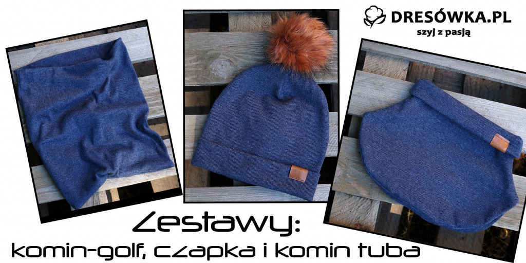 Czapka, komin golf i komin tuba z zestawu