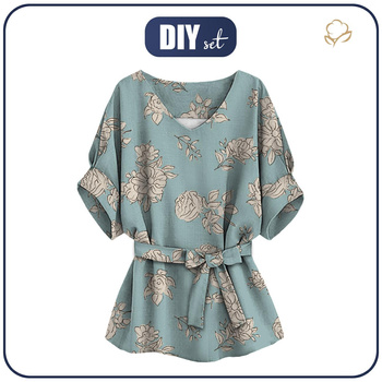 KIMONO BLUSE - BEIGE ROSEN - Nähset 