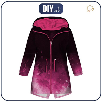KINDERPARKA (ARIEL) - KLECKSE (fuchsie) / schwarz - Softshell (134/140)