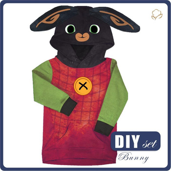 KINDER HOODIE (PARIS) - BLACK BUNNY - Nähset (122/128)