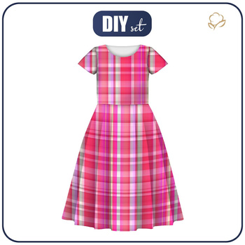KINDER KLEID "MIA" - ROSA KARO MS. 3 - Nähset (98/104)
