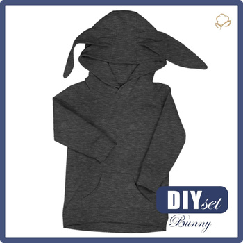 KINDER HOODIE BUNNY (PARIS) - MELANGE GRAPHIT - Nähset (146/152)