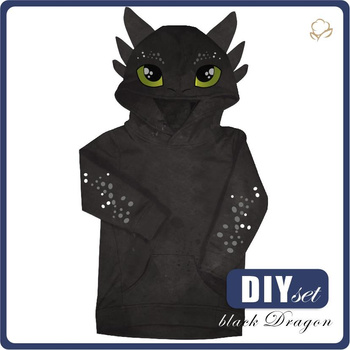 KINDER HOODIE (PARIS) - BLACK DRAGON - Nähset (122/128)