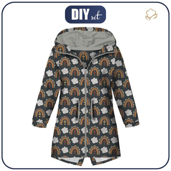 KINDERPARKA (ARIEL) - VALENTINESTAG-REGENBOGEN M. 2 / graphit (REGENBOGEN UND HERZEN) - Softshell (122/128)