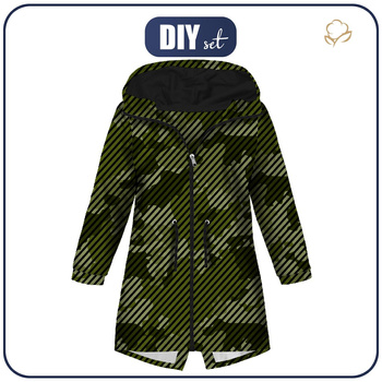 KINDERPARKA (ARIEL) - CAMOUFLAGE / STREIFEN - Nähset (134/140)