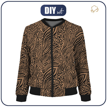 DAMEN BOMBERJACKE (KAMA) - ANIMALS MIX / karamell - Nähset M