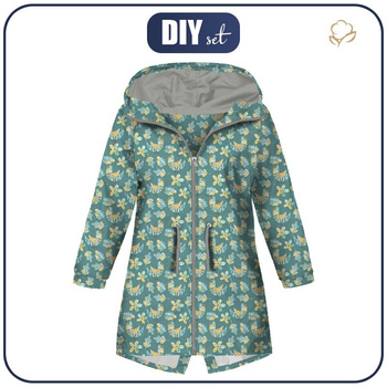 KINDERPARKA (ARIEL) - VÖGELCHEN UND BLÄTTER (WALDTIERE) - Softshell (134/140)