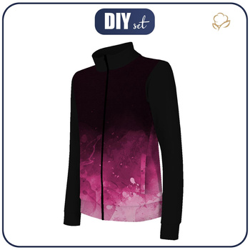 “MAX” KINDER TRAININGSJACKE - KLECKSE (fuchsie) / schwarz - Maschenware mit kurzem Flor