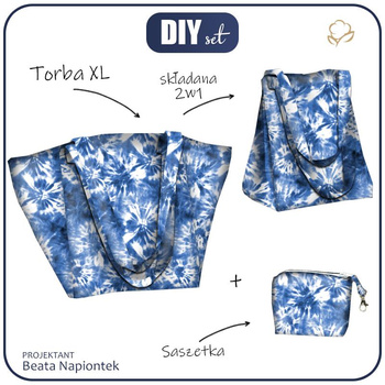 XL Tasche mit Utensilientasche 2 in 1 - BATIK Ms. 1 / classic blue - Nähset