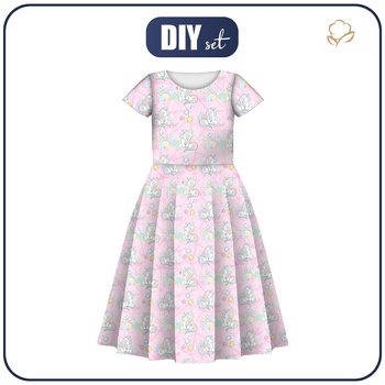 KINDER KLEID "MIA" - EINHÖRNER UND BLUMEN m. 2 (WUNDERLAND) - Nähset (98/104)