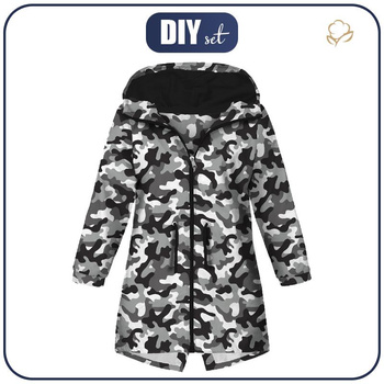 KINDERPARKA (ARIEL) - CAMOUFLAGE GRAU - Softshell (122/128)