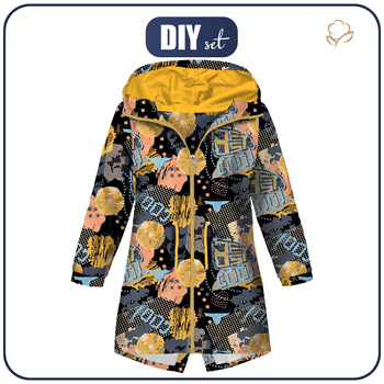 KINDERPARKA (ARIEL) - GRAFFITI ORANGEN / schwarz - Softshell (158/164)