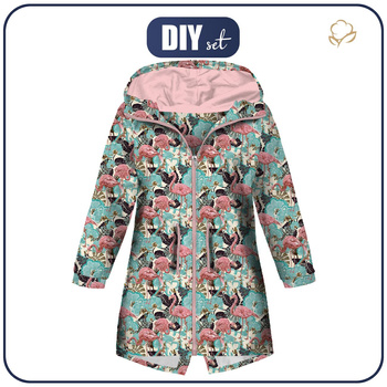 KINDERPARKA (ARIEL) - FLAMINGOS UND MONSTERAS - Softshell (110/116)