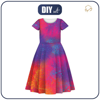 KINDER KLEID "MIA" - BUNT KLECKSE - Nähset (86/92)