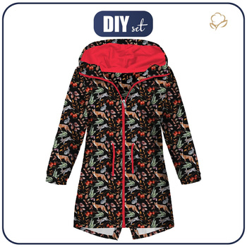 KINDERPARKA (ARIEL) - WALDTIERE M. 2 / SCHWARZ (BUNTER HERBST) - Softshell (110/116)
