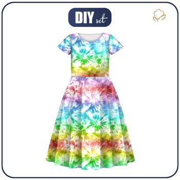 KINDER KLEID "MIA" - BATIK  Ms. 1 / regenbogenfarbig - Nähset (122/128)