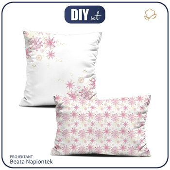 DEKO-KOPFKISSEN - ROSA SCHNEEFLOCKEN