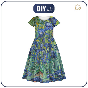 KINDER KLEID "MIA" - IRISES (Vincent van Gogh) - Nähset (98/104)