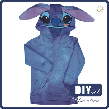 KINDER HOODIE "PARIS" (146/152) - BLUE ALIEN - Nähset 