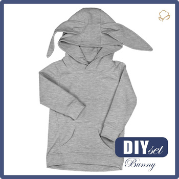 KINDER HOODIE BUNNY (PARIS) - MELANGE HELLGRAU - Nähset (110/116)