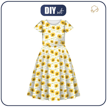 KINDER KLEID "MIA" - SONNENBLUMEN (SÜßE HÄSCHEN) - Nähset (134/140)