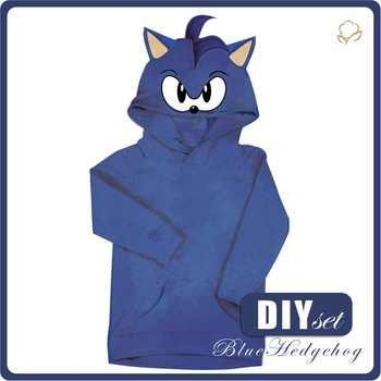 KINDER HOODIE (PARIS) - BLUE HEDGEHOG - Nähset (122/128)