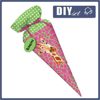 Schultüte - NEON SPRENKEL M. 4 / giraffe - klein