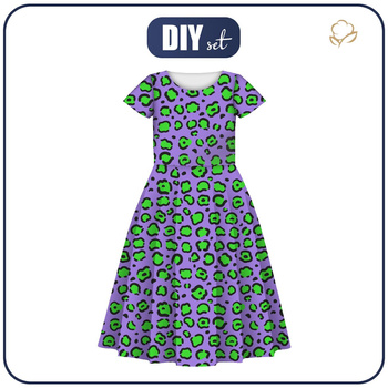 KINDER KLEID "MIA" - NEON LEOPARD M.1 - Nähset (146/152)