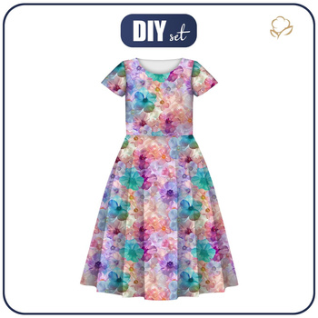 KINDER KLEID "MIA" (134/140) -  PASTEL FLOWERS WZ.9 - Nähset