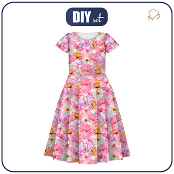 KINDER KLEID "MIA" - STOCKROSEN - Nähset (134/140)