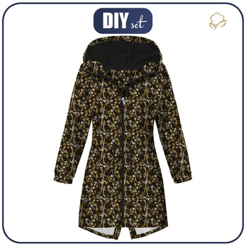 DAMENPARKA (ANNA) - BLÄTTER Ms. 2 (gold) / schwarz - Softshell M