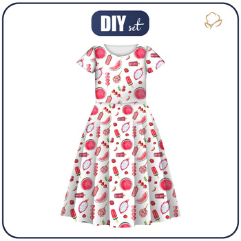 KINDER KLEID "MIA" - WASSERMELONEN MIX - Nähset (98/104)