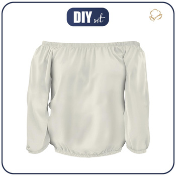 Carmenausschnitt Bluse (SOFIA) - WEISS - Nähset M