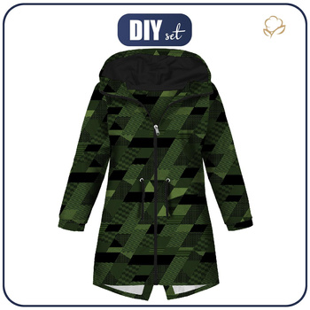 KINDERPARKA (ARIEL) - GEOMETRISCHER CAMOUFLAGE M. 1 - Nähset (110/116)