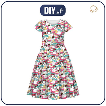 KINDER KLEID "MIA" - SUMMER CATS M. 1 - Nähset (122/128)
