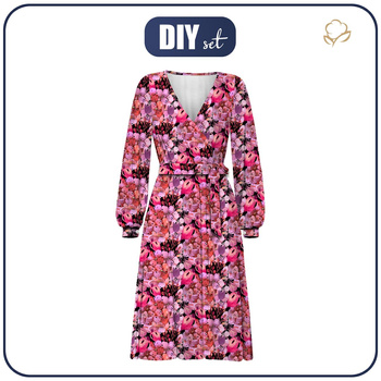 UMSCHLAG ELEGANTES MIDI KLEID (BIANCA) - BLUMEN MIX (AUF DER WIESE) - Nähset M