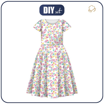 KINDER KLEID "MIA" - TROPISCHE DREIECKEN - Nähset (110/116)