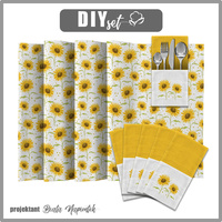 SERVIETTEN UND TISCHLÄUFER - SONNENBLUMEN (SÜßE HÄSCHEN) - Nähset