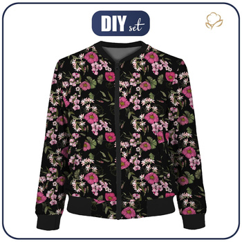 WOMEN’S BOMBER JACKET (KAMA) - PINK FLOWERS PAT. 2 - sewing set L