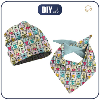 KID'S CAP AND SCARF (CLASSIC) - BEARS WITH HEARTS 44-47