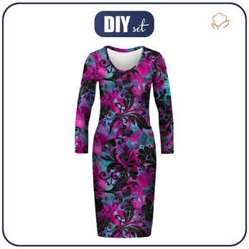 PENCIL DRESS (ALISA) - FLORAL PAT. 9 - sewing set XL
