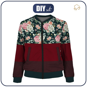 WOMEN’S BOMBER JACKET (KAMA) - Hydrangeas - sewing set XS