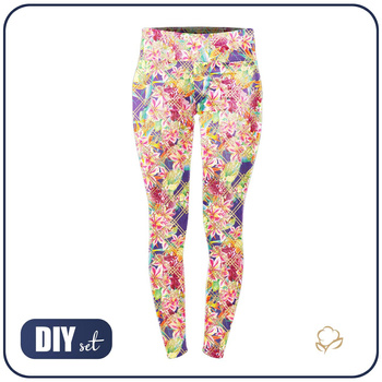 SPORTS LEGGINGS -  FLOWERS / FRAMES - XXL