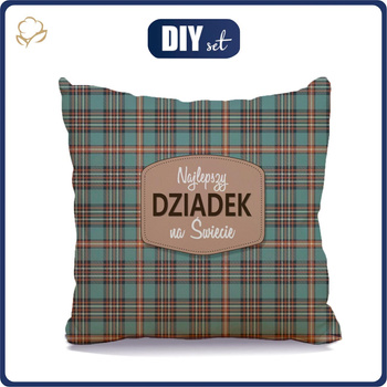 PILLOW 45X45 - NAJLEPSZY DZIADEK NA ŚWIECIE / check retro - Upholstery velour - front + back