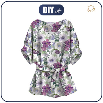 KIMONO BLOUSE - WATER-COLOR FLOWERS pat. 3 - sewing set