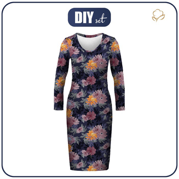 PENCIL DRESS (ALISA) - FLORAL AUTUMN PAT. 4 - sewing set XXL