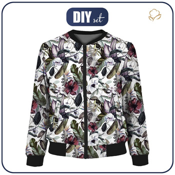 WOMEN’S BOMBER JACKET (KAMA) - PARADISE FLOWERS - sewing set L