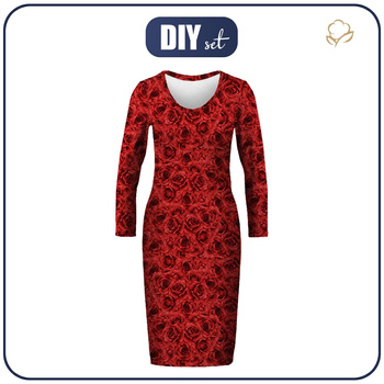 PENCIL DRESS (ALISA) - ROSES - sewing set XXL