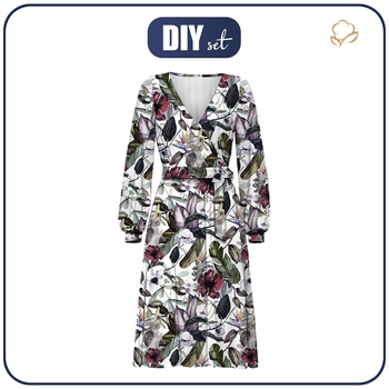 WRAP MIDI DRESS (BIANCA) - PARADISE FLOWERS - sewing set S