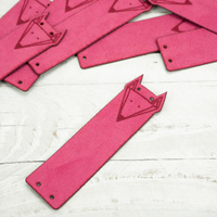 Loop fold label faux suede - fox 2 x 7 cm - fuchsia